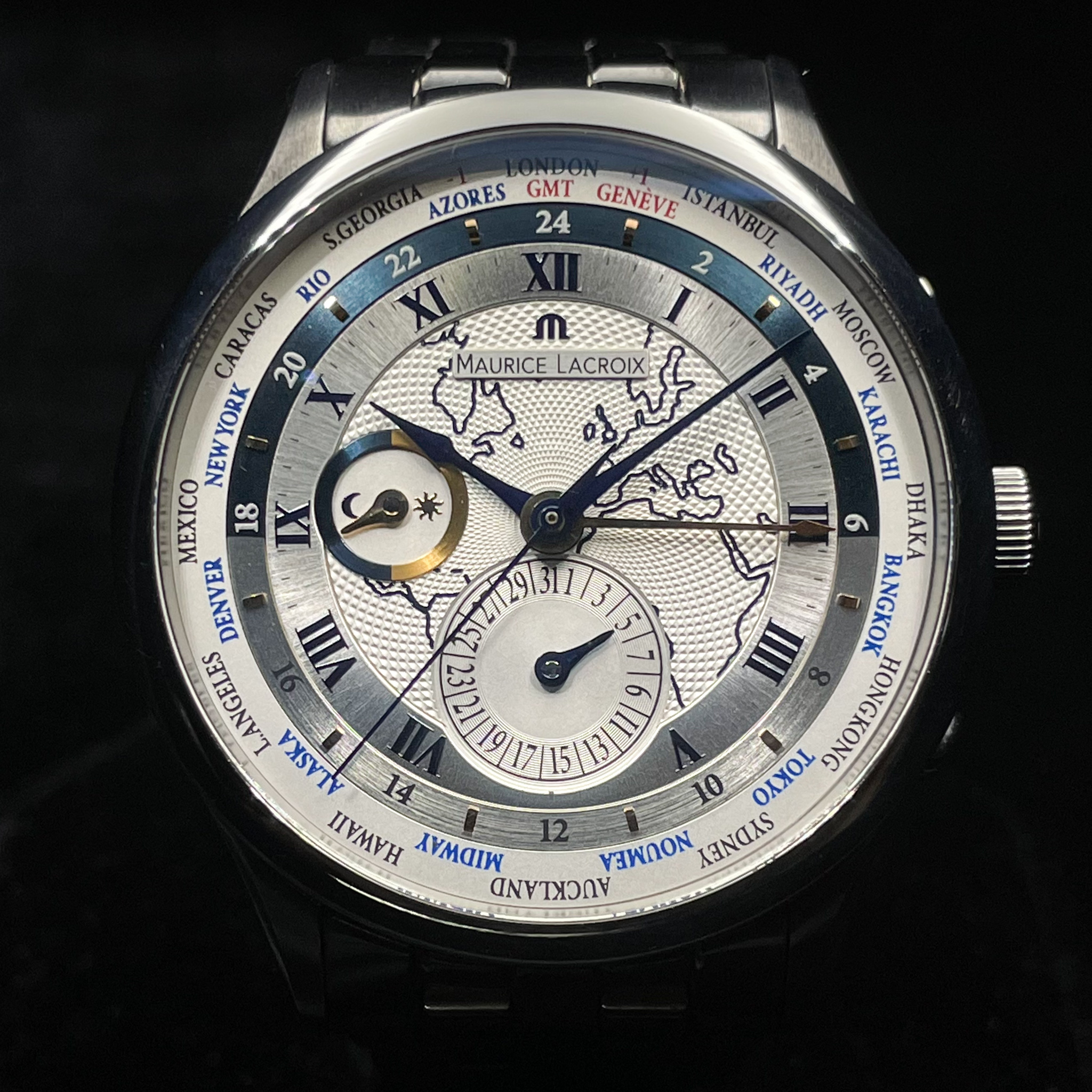 WTS WTT Maurice Lacroix Worldtimer White Dial 42mm mp6008