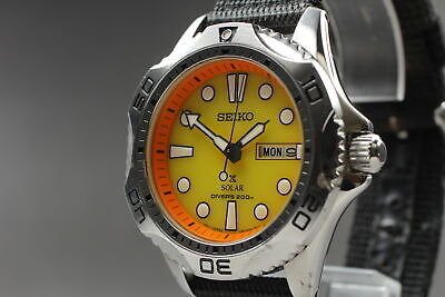 Exc+5] SEIKO V158-0AE0 SNE109 Solar Orange Air Diver's 200m Mens