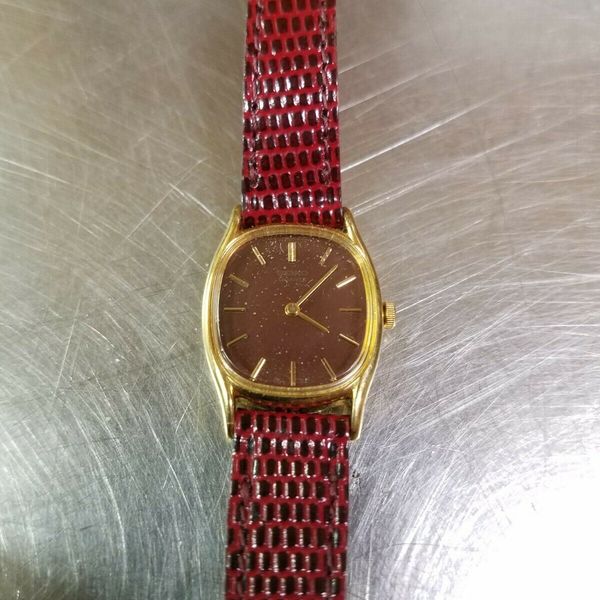 Vintage Seiko 2C20-6490 Ladies Quartz Wrist Watch, Burgundy 