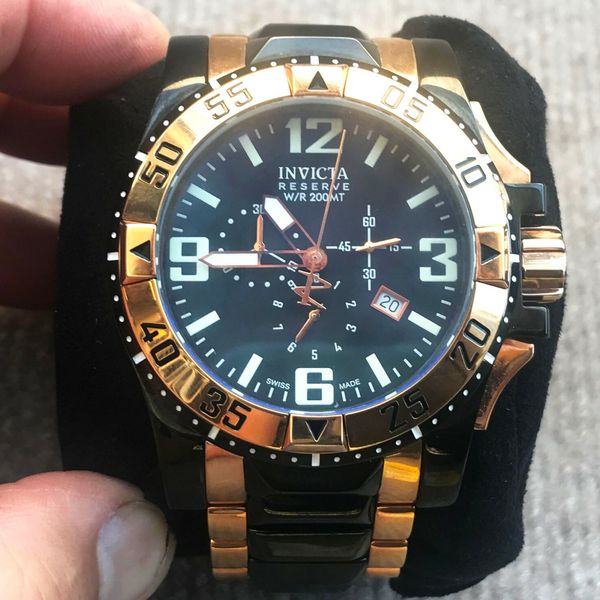 Invicta Men's 0203 Excursion Reserve Chronograph Black Dial Two Tone ...