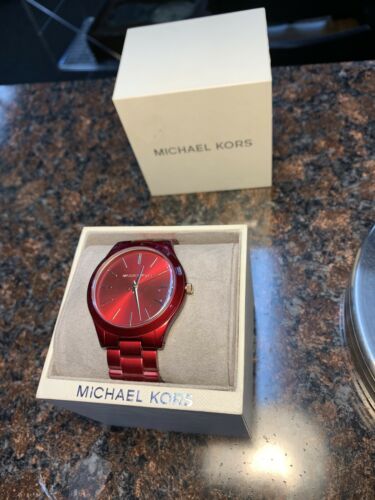 Michael kors slim sales runway red watch