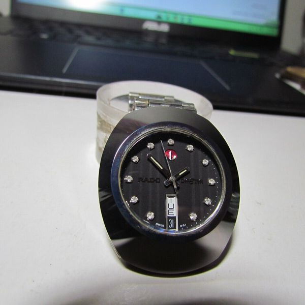Oval Shape Rado Vintage RADO DIASTAR Automatic Black Dial With Diamonds Men's Oval ...