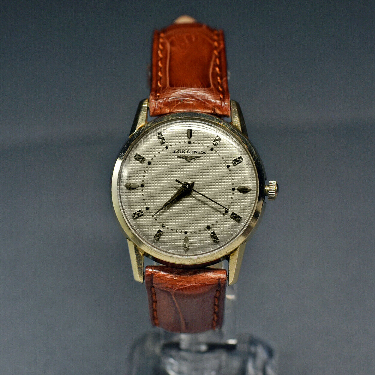 BEAUTIFUL C1957 LONGINES 2271 SW WAFFLE DIAL WATCH 17J 23ZS