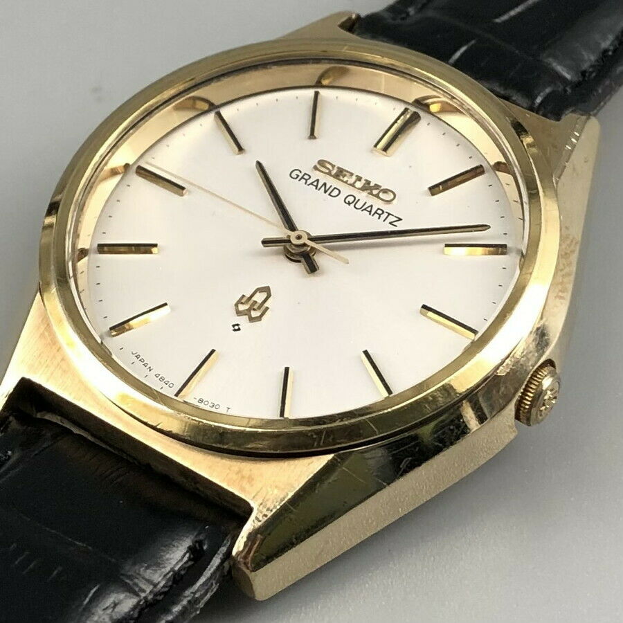 Vintage 1977 SEIKO GRAND QUARTZ 4840-8110 Cap Gold Men's Watch