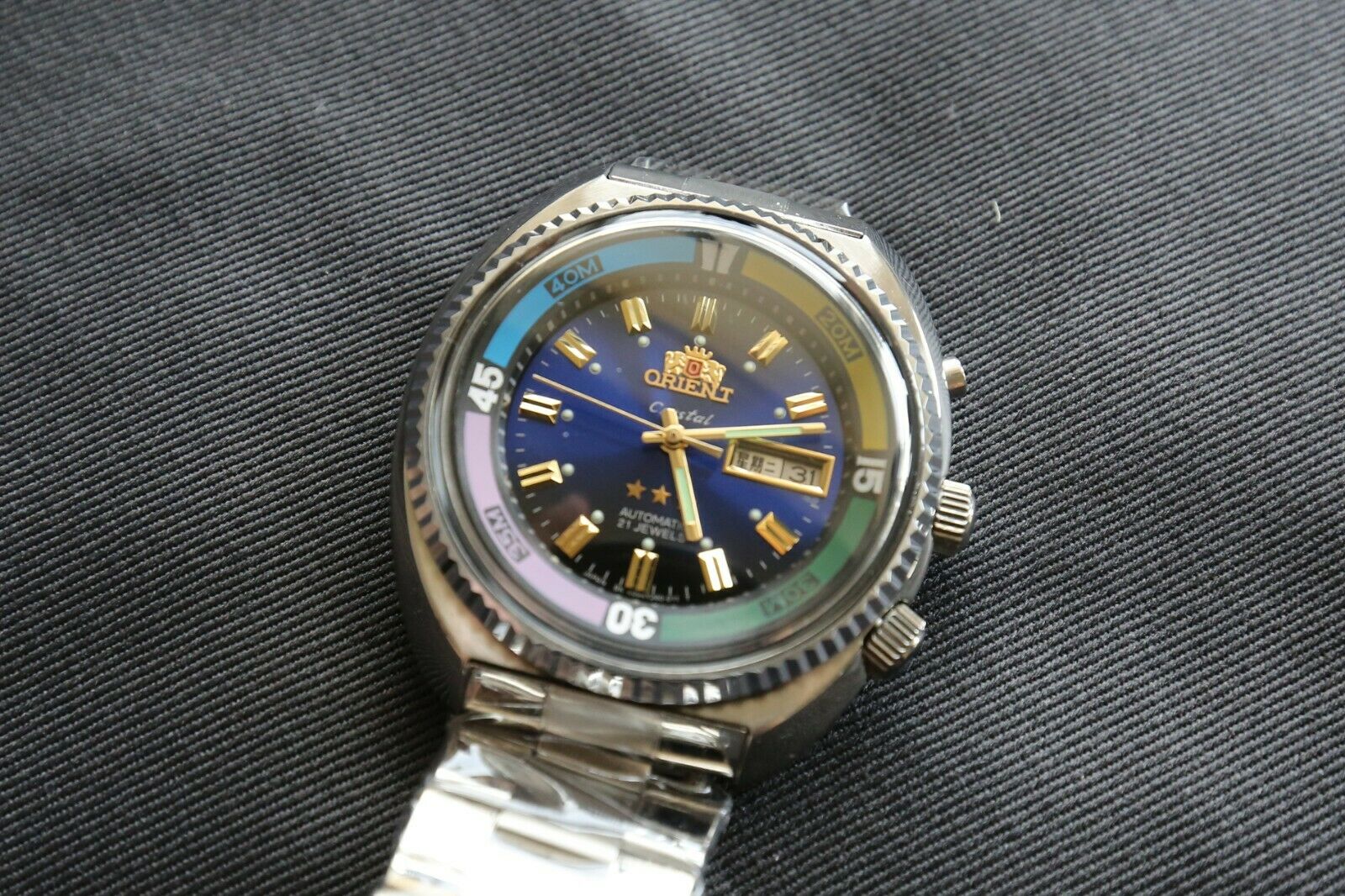 NOS 70s ORIENT SEA KING SK DIVER automatic day date Jumbo inner bezel WatchCharts Marketplace