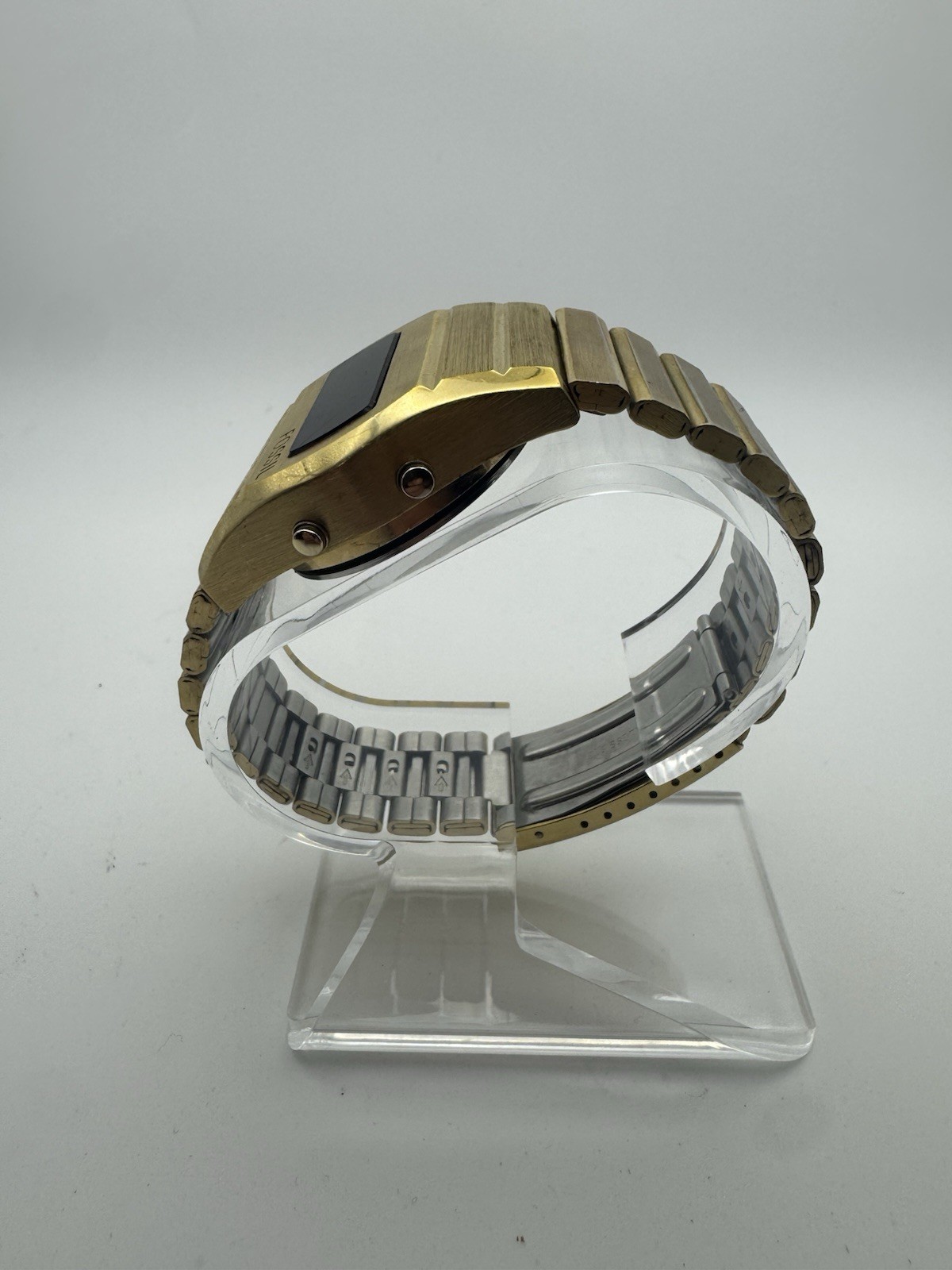 Fossil 2002 JR-7789 LED Digital Watch Gold Tone Retro Style 