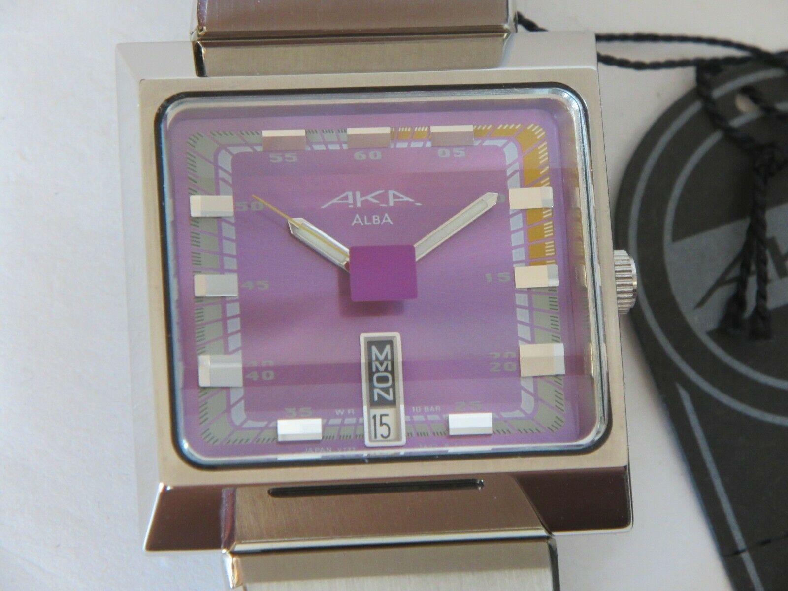 SEIKO ALBA AKA V733-5A40 PURPLE SQUARE WATCH 