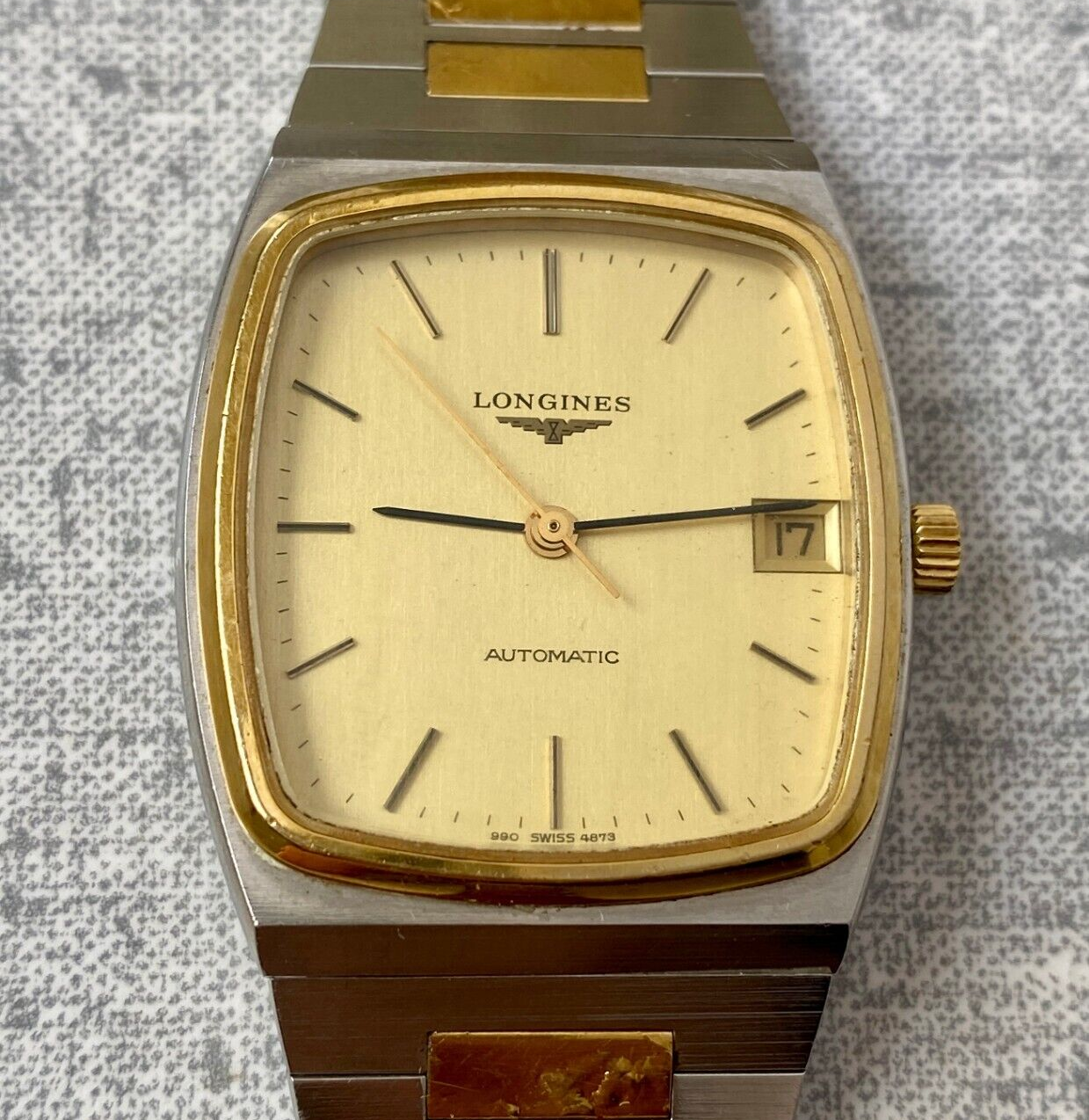 Longines Automatic Cal L990.1 Ref 4873 1 Watch Gold Dial Vintage