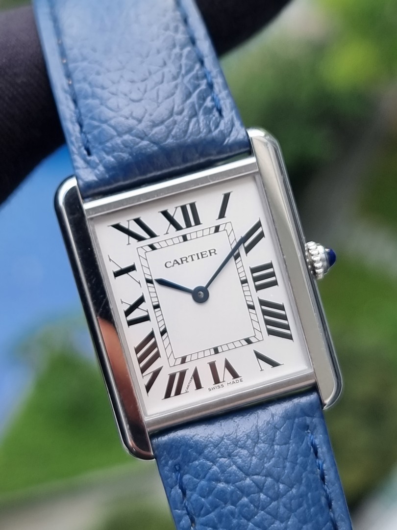 Cartier tank solo blue strap hotsell