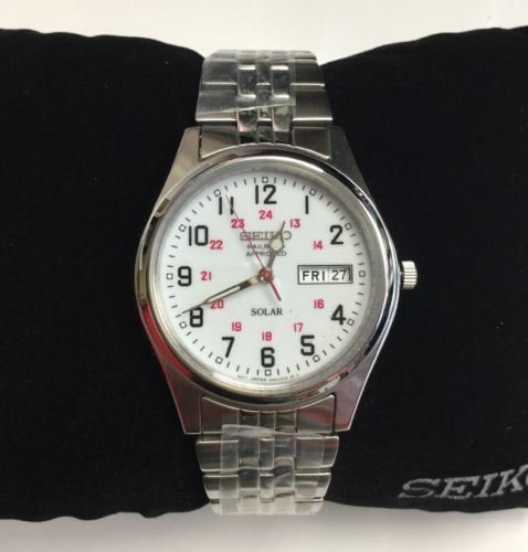 SEIKO Men's Railroad Approved Stainless Steel Solar Expansion WATCH SNE045  | WatchCharts