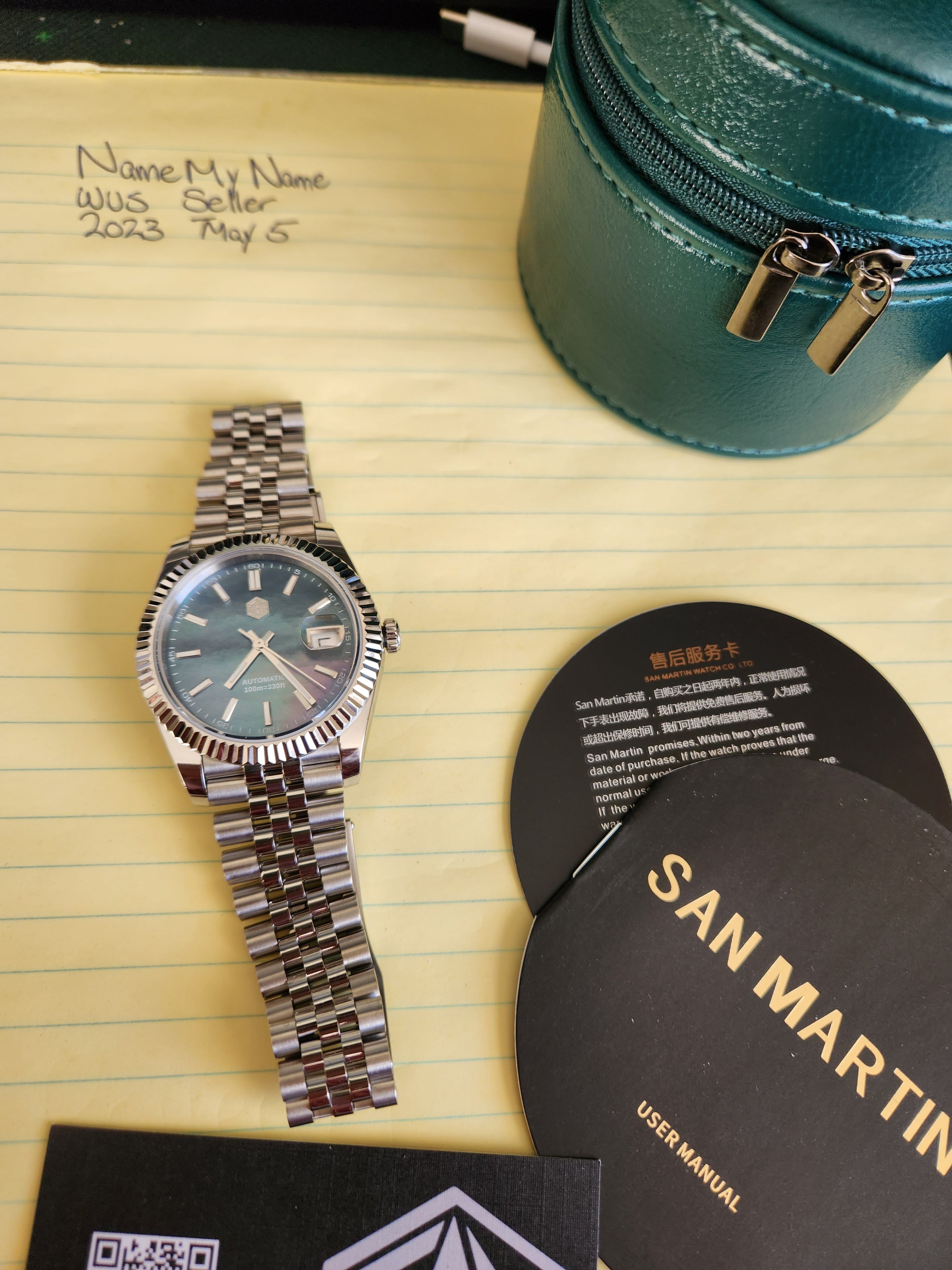 580 CAD WTS Mint Brand New San Martin SN0058 G Blue MOP Dial