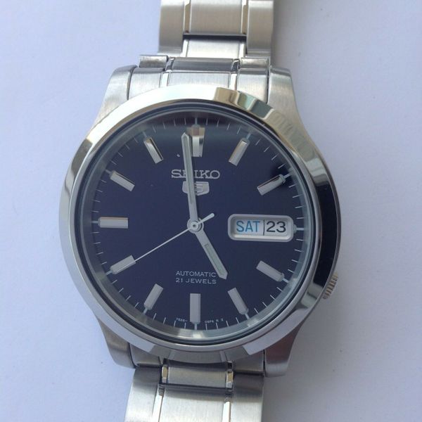 Seiko 5 SNK793 automatic watch, blue dial, 37 mm, 7S26-02J0, with box ...