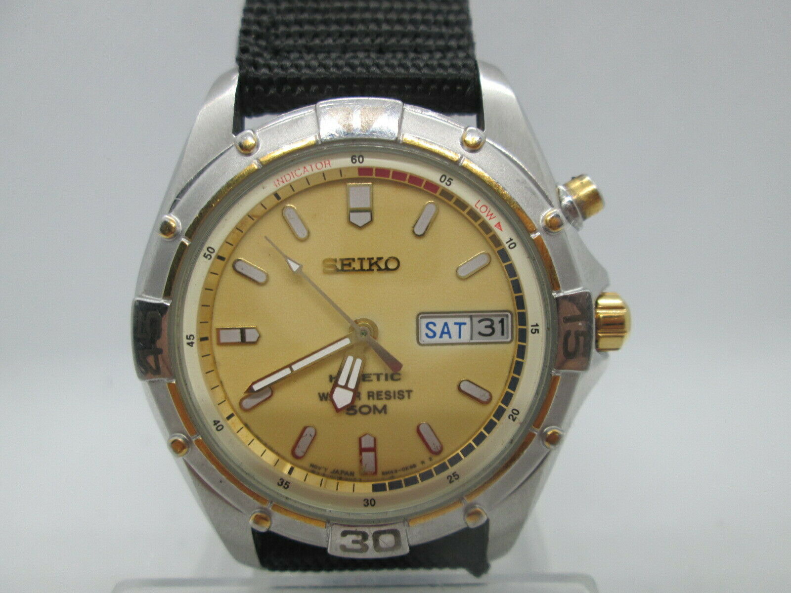 SEIKO KINETIC 5M43-0D00 DAYDATE 18KGP/STAINLESS STEEL QUARTZ MENS