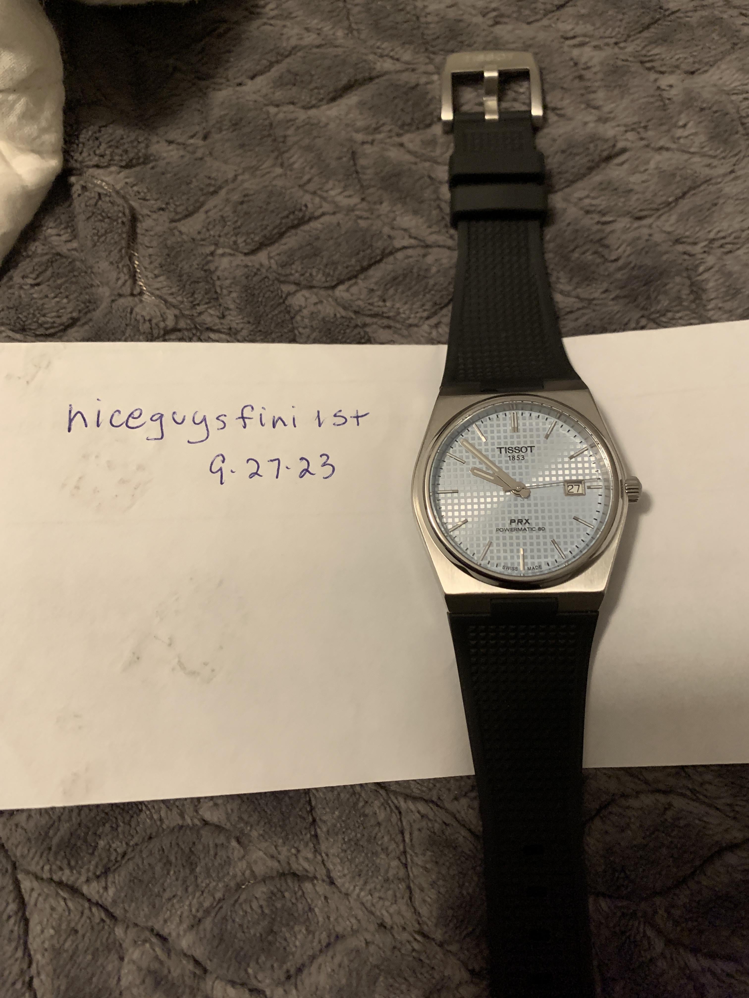 WTS BEAUTIFUL GLACIER BLUE WAFFLE DIAL TISSOT PRX POWERMATIC 80