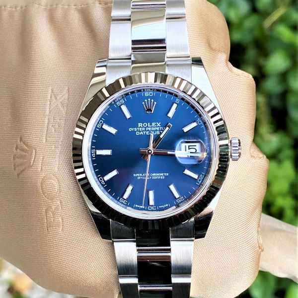 rolex datejust 41 blue dial fluted bezel
