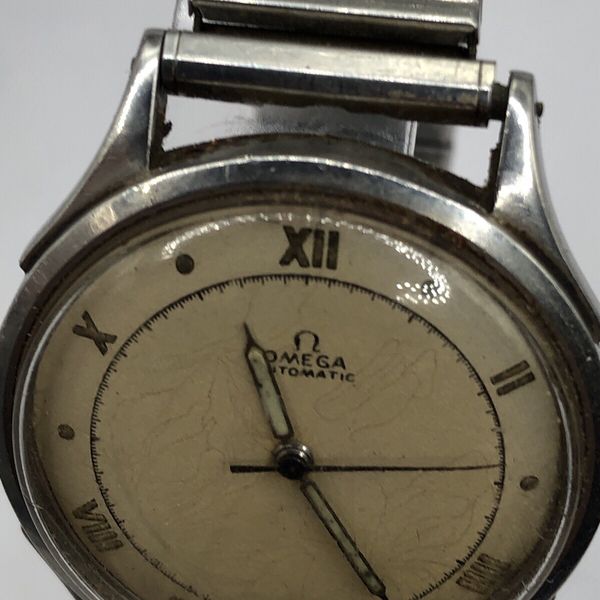 1940â s Rare Omega Ref.2421-1 Half Rotor Automatic Stainless Steel Men ...