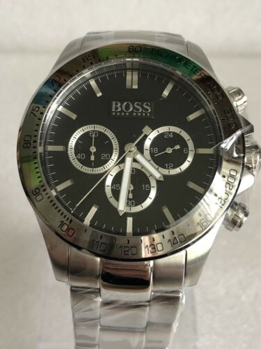 HUGO BOSS HB1512965 IKON BLACK SILVER MEN S CHRONOGRAPH WATCH