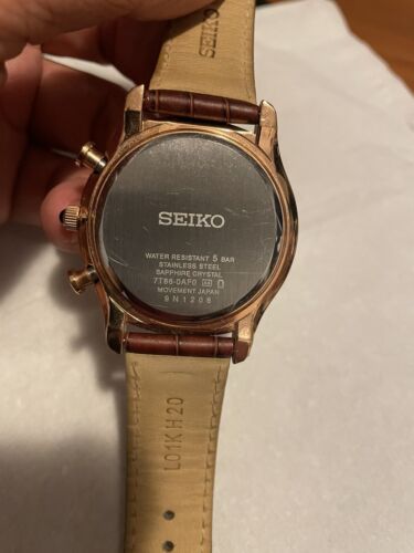 Seiko Perpetual Chronograph 7T86 0AF0 Quartz Calf Leather