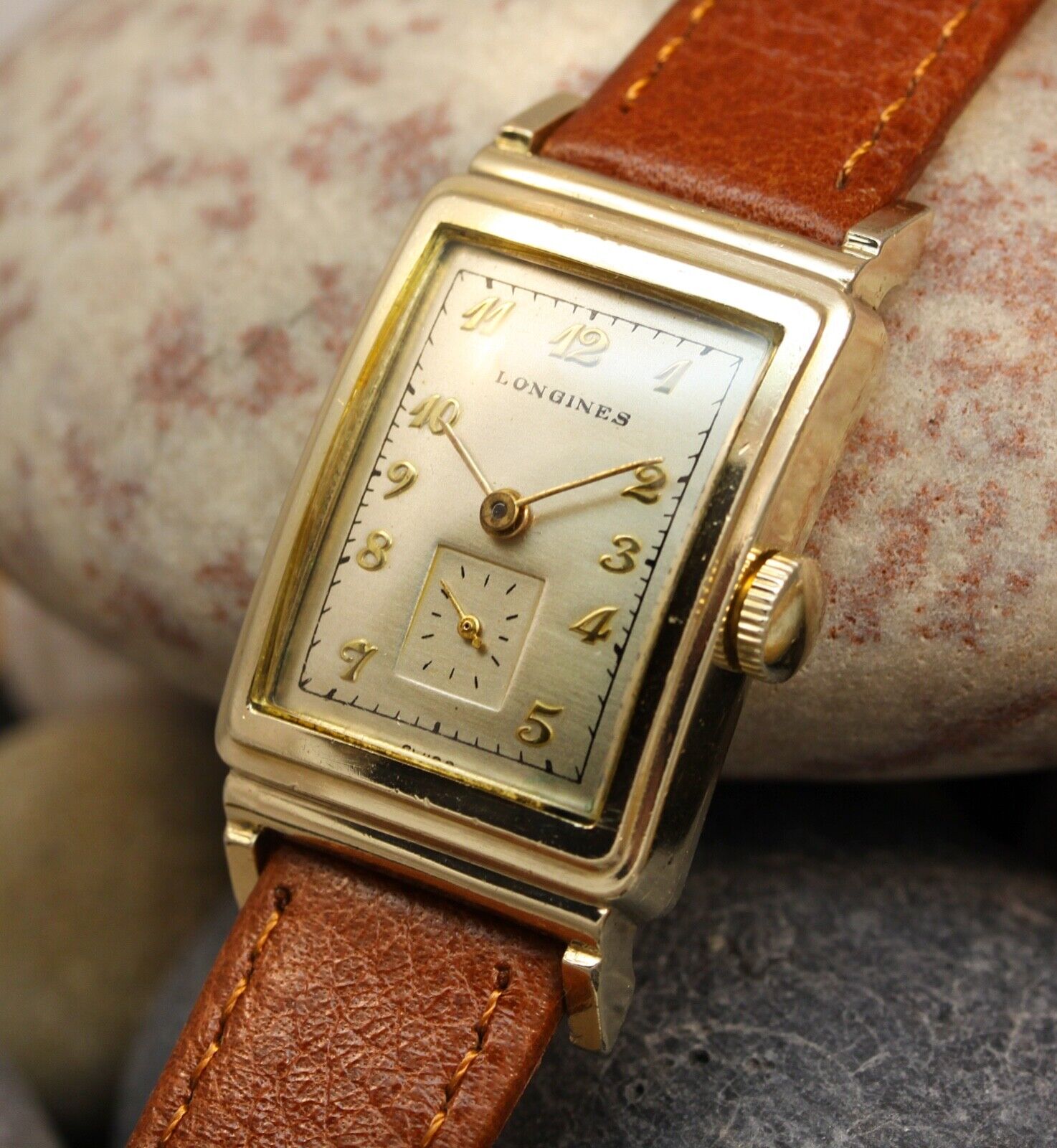 1949 LONGINES Vintage Swiss Watch Art Deco Gold Filled 73 yrs old