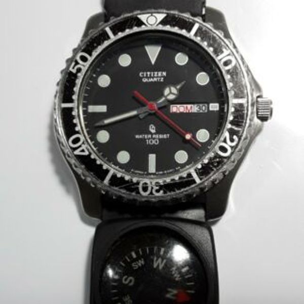 CITIZEN 6100 G03740K diver's watch 100m Quartz original Japan