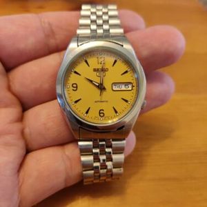 Seiko 5 SNK621 Automatic GOLD Dial Stainless Steel Men's Watch | WatchCharts
