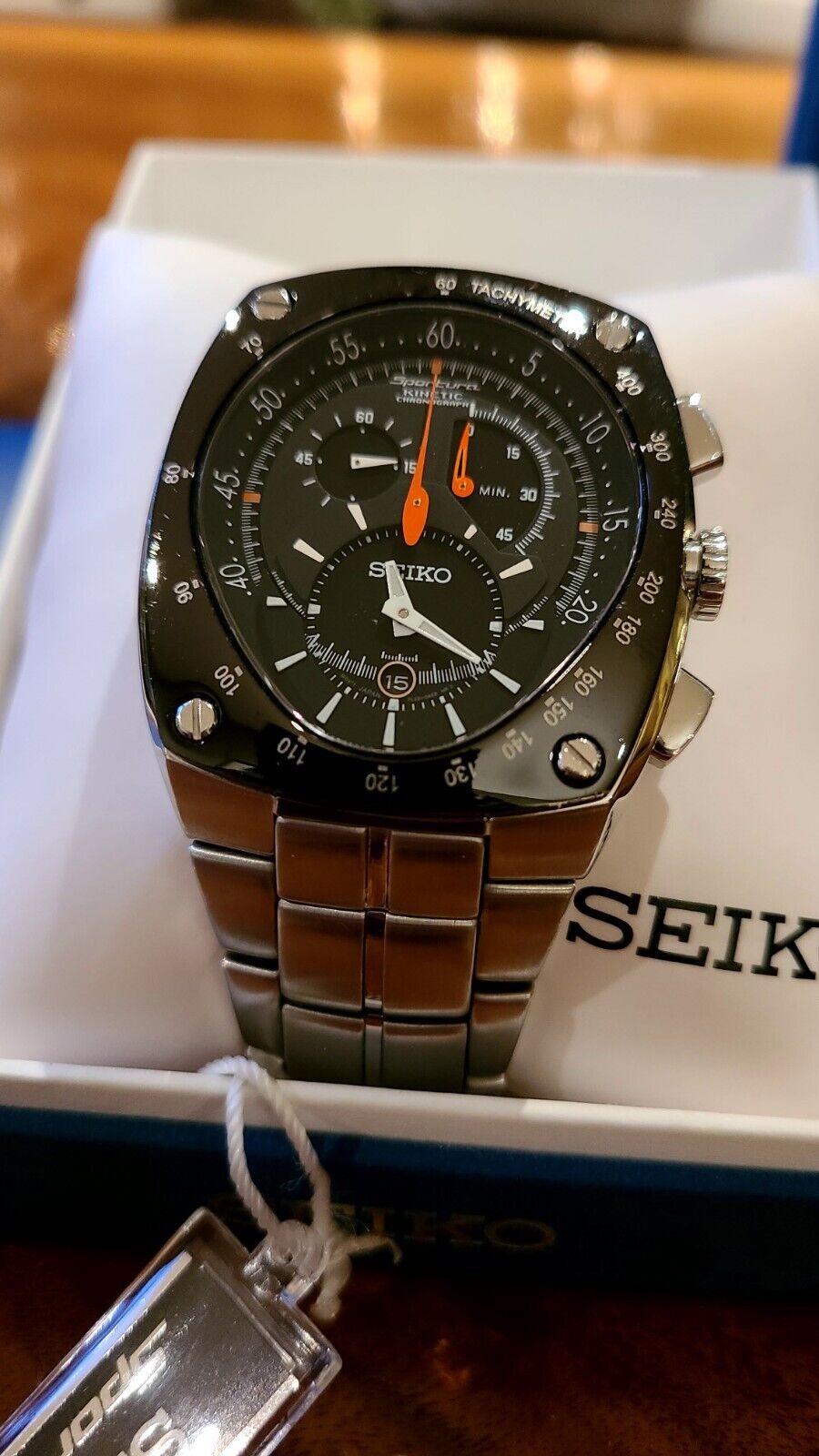 Seiko SNL015 Sportura Kinetic Chronograph Mens 7L22-0AD0, Complete