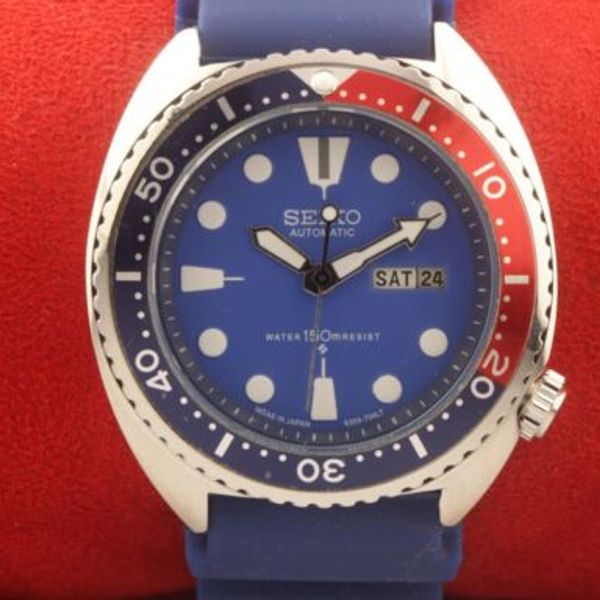 Vintage Seiko 5 Blue Dial Rotate Bezel automatic japan working wrist ...