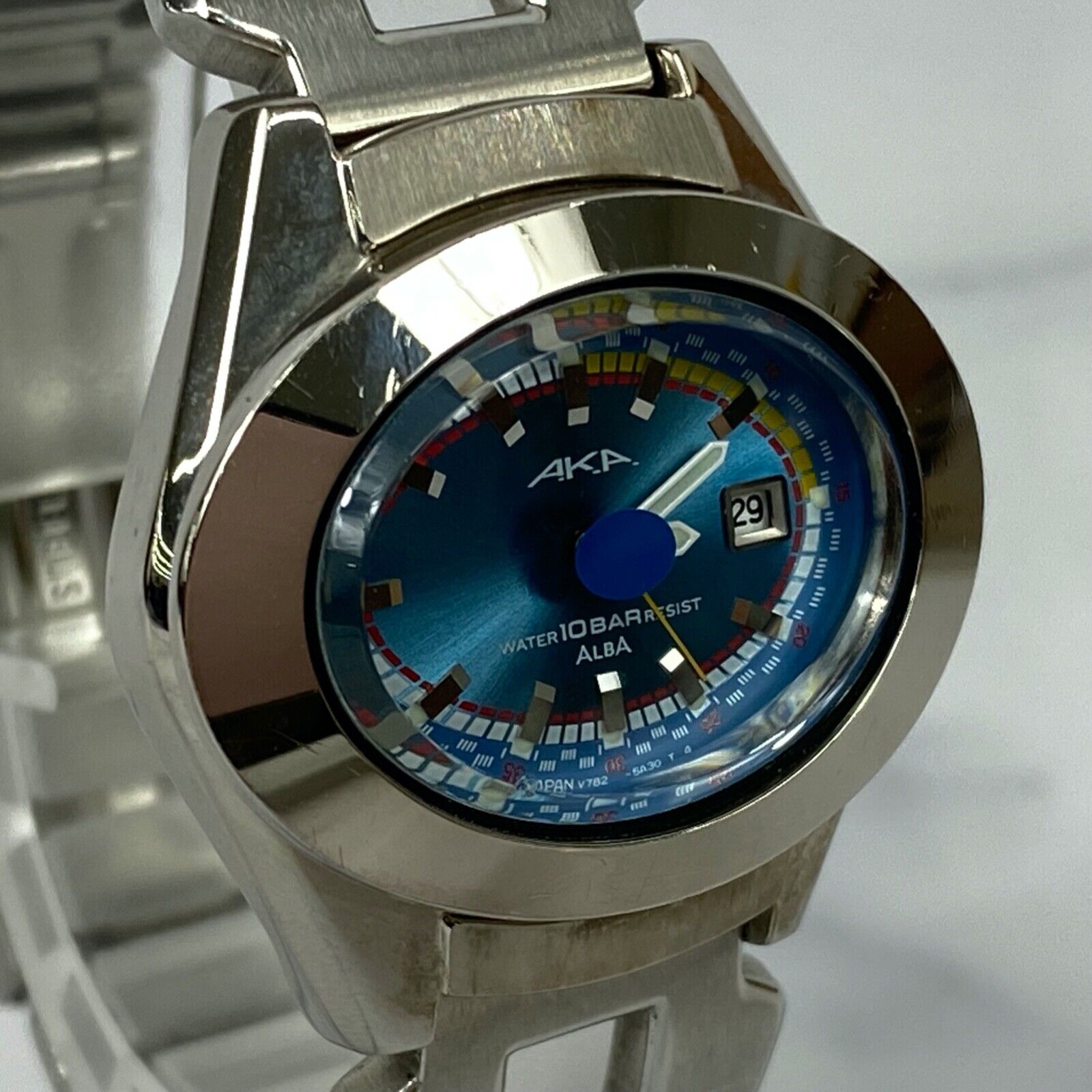 SEIKO Alba Aka V782-5A40 Quartz Blue Dial Date Unisex Watch