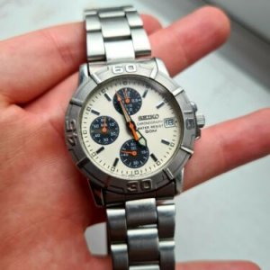 1998 Panda Seiko V657-8060 Date Quartz Chronograph, ALL ORIGINAL