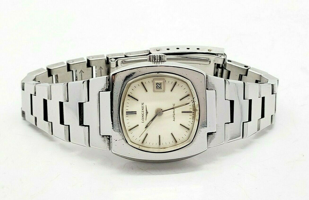 Longines Vintage TV Dial Automatic Date Stainless Steel Watch RARE