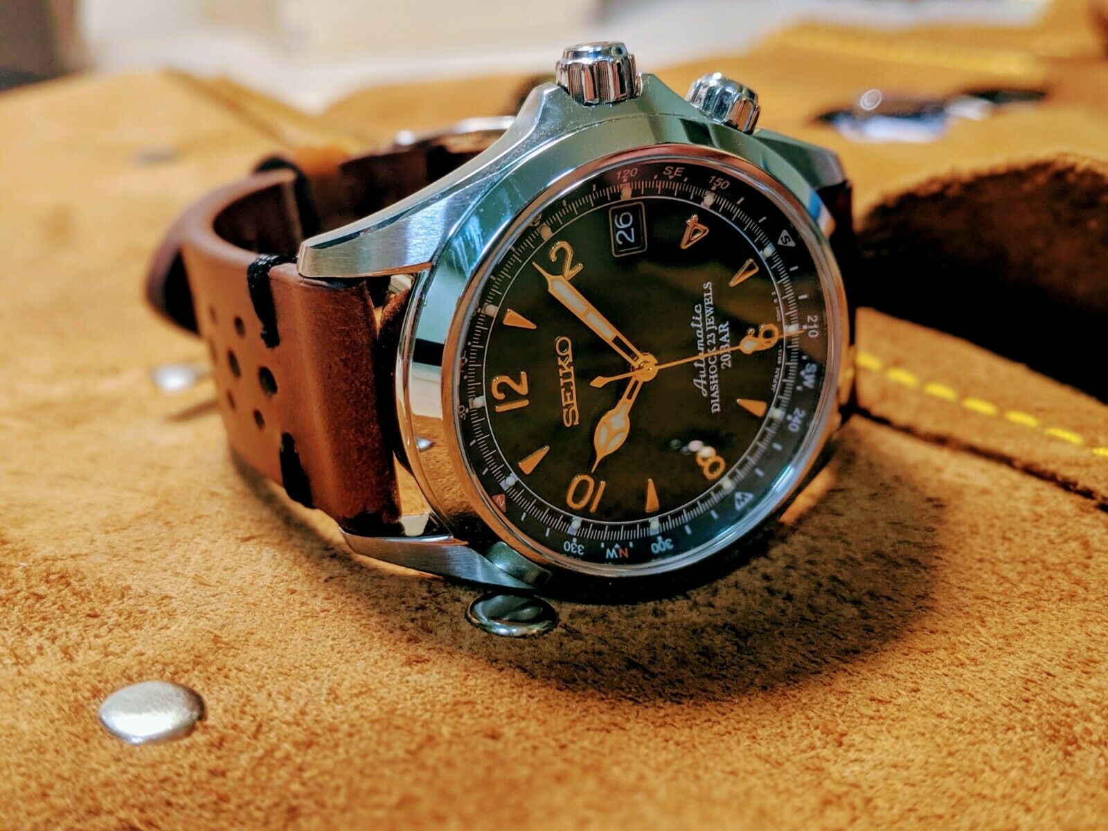 Seiko SARB017 Alpinist Men's Automatic Watch:Green w/extra straps ( discontinued) | WatchCharts