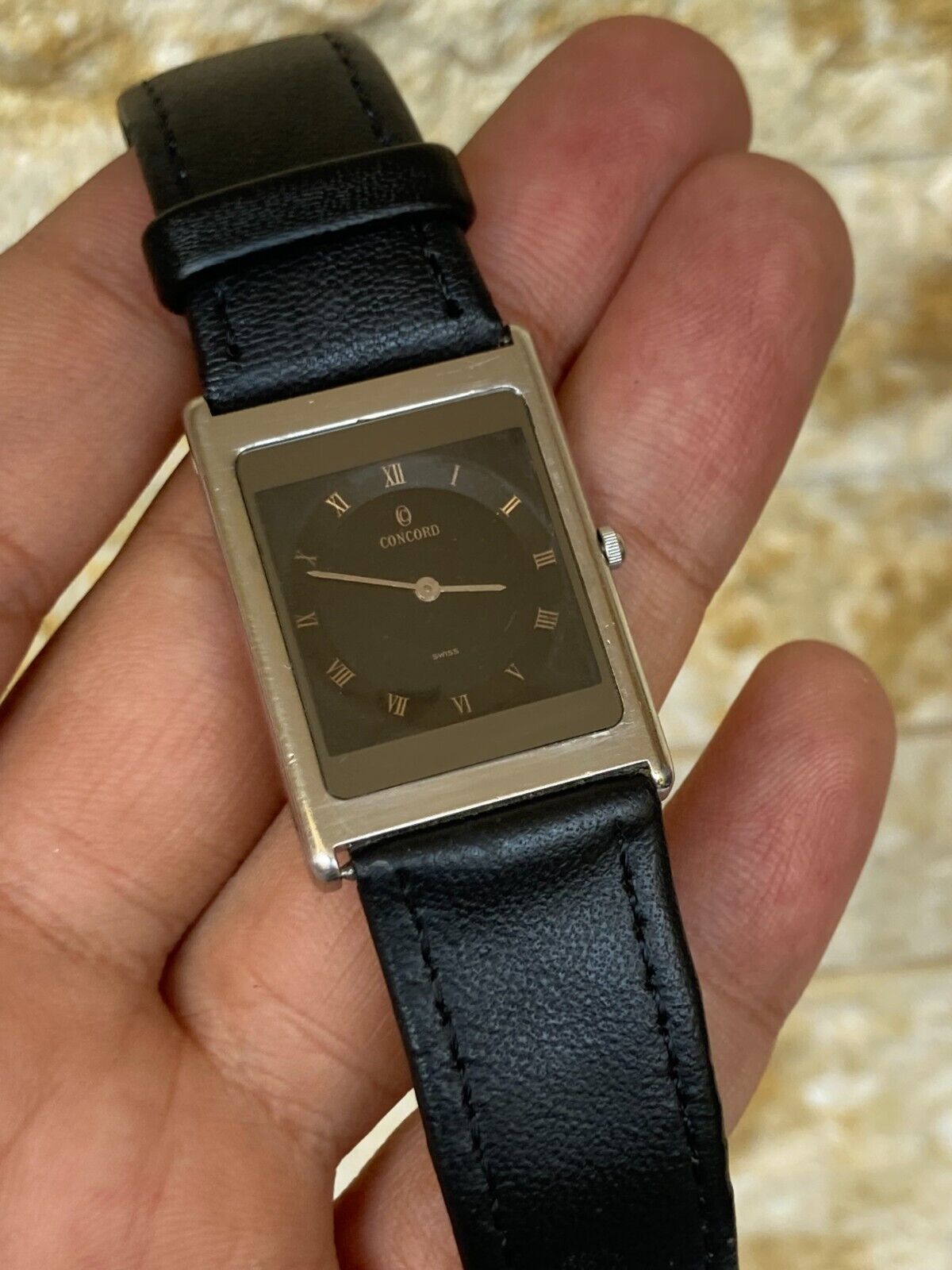 VINTAGE CONCORD WATCH CAL 210001 TANK BLACK DELIRIUM 14.20.617