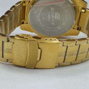 Casio Edifice Gold Plated EFR 559 Date WR 100M Chronograph Men s Wrist Watch WatchCharts Marketplace