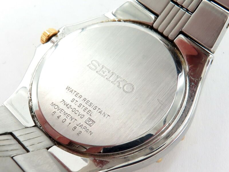 NICE SEIKO 7N42 0CV0 QUARTZ DATE MENS WATCH GOOD BRACELET