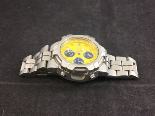 Seiko 7T32 6K19 Yellow Chronograph Alarm. Free U.S. Shipping