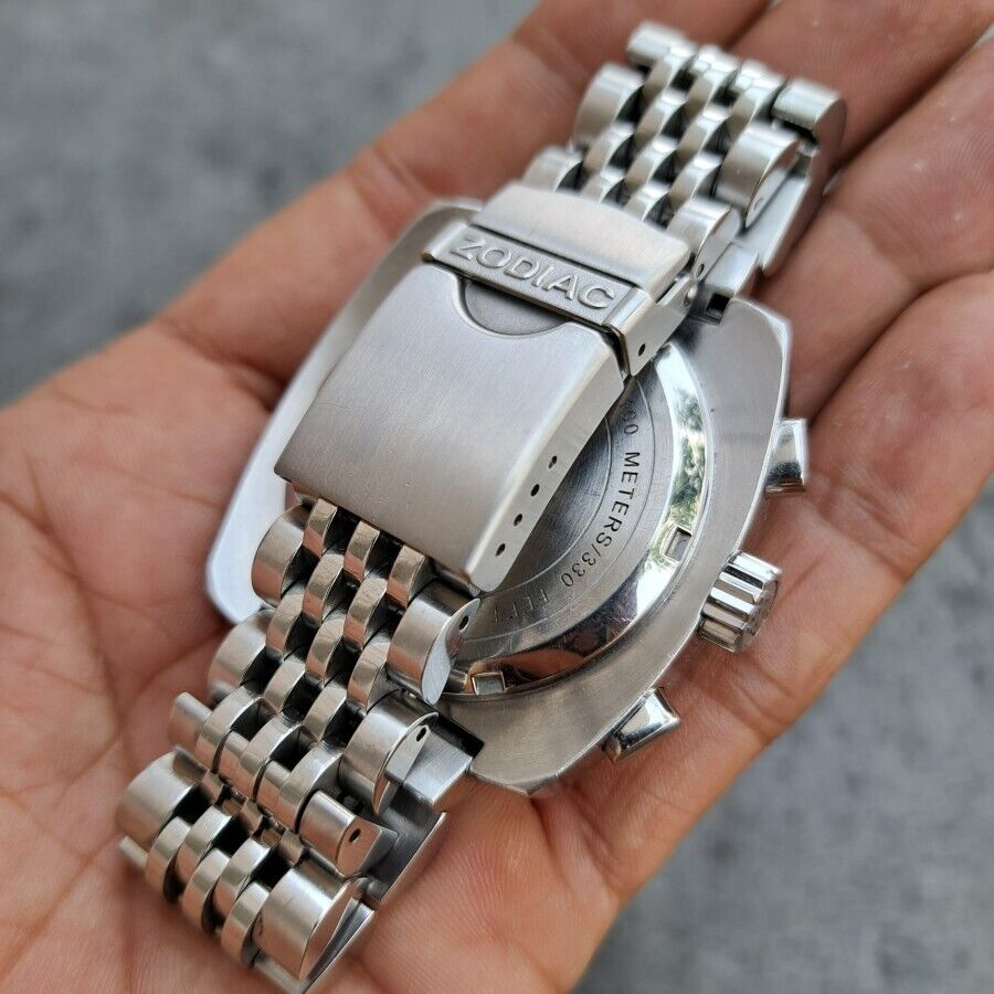 RARE Zodiac Chronograph Zo2116 Quartz Ronda Swiss Sapphire Black