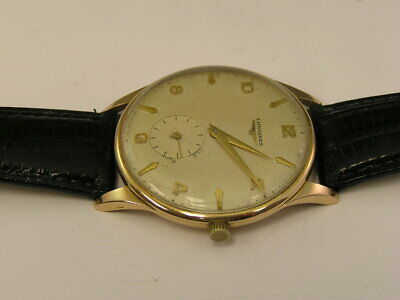 Vintage Longines Watch Jumbo Case Solid 18k Gold 38mm Cal 27m 1956