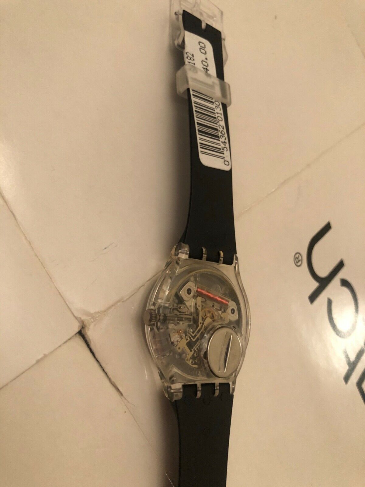swatch watch gk182 upside down black on black vintage retro sweet 
