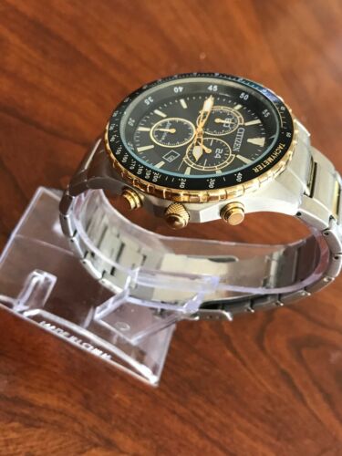 Citizen Eco-Drive Chronograph Watch Steel/Gold H500-S103657 + Box