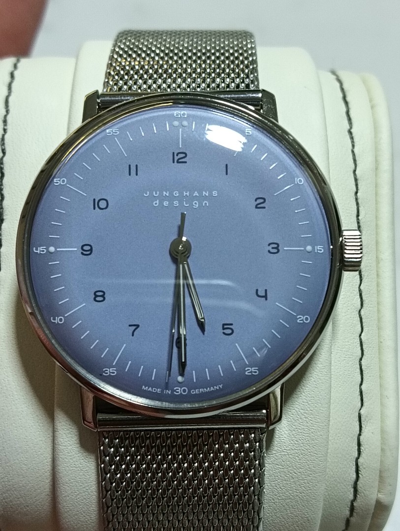 Junghans max bill 34mm Hand winding ice blue periwinkle