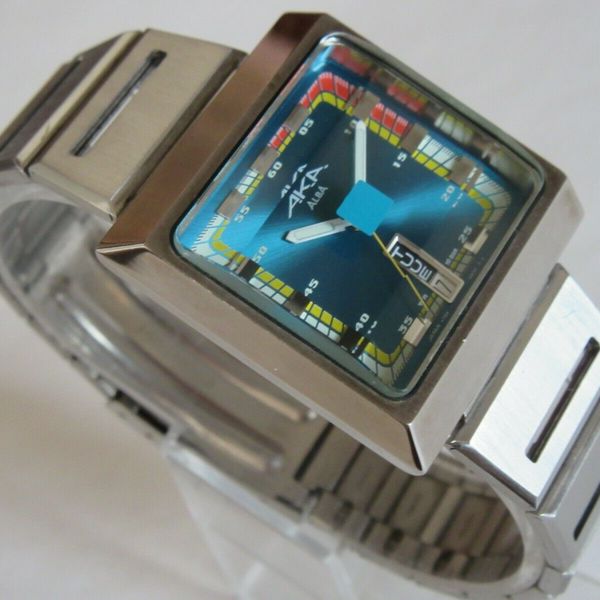 SEIKO ALBA AKA V733-5A40 BLUE SQUARE WATCH 