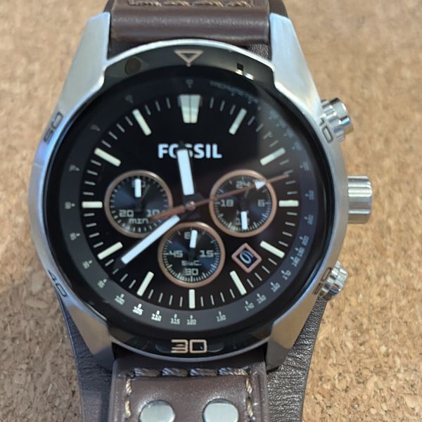 Fossil Coachman Chronograph Black Dial Brown Leather CH2891 Men's Watch ...