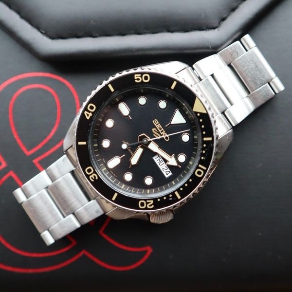 Seiko 5 Sports Automatic Gold Dial Silver Steel Strap Watch for Men - SRPL59K1 main image 1