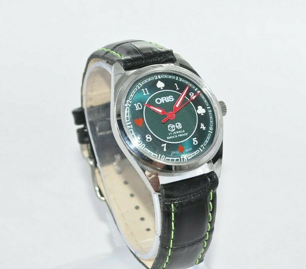 VINTAGE ORIS POKER DIAL SHOCK PROOF HAND WIND 17JEWELS MEN S