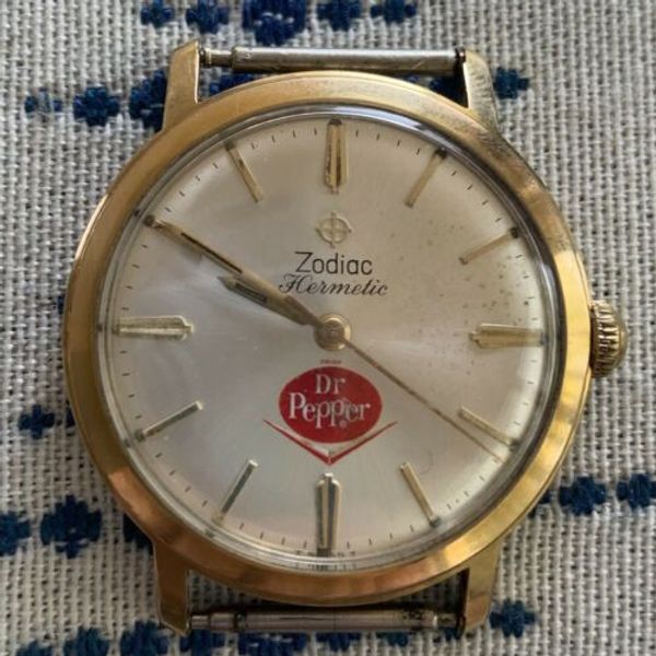 Vintage Zodiac Plaque G20 Watch Manual Wind 17 Jewels Dr Pepper