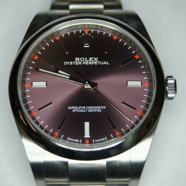 Rolex Oyster Perpetual 39mm Silver Purple Dial