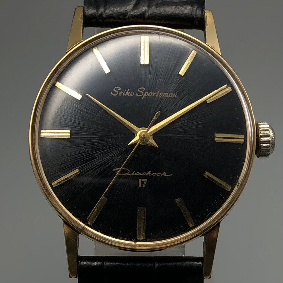 Vintage 1961 Seiko Sportsman 14083 EGP Black Dial Hand-winding