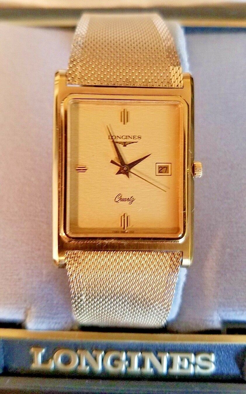 Vintage LONGINES St. MORITZ Quartz 10K Gold Plaque Dress Watch