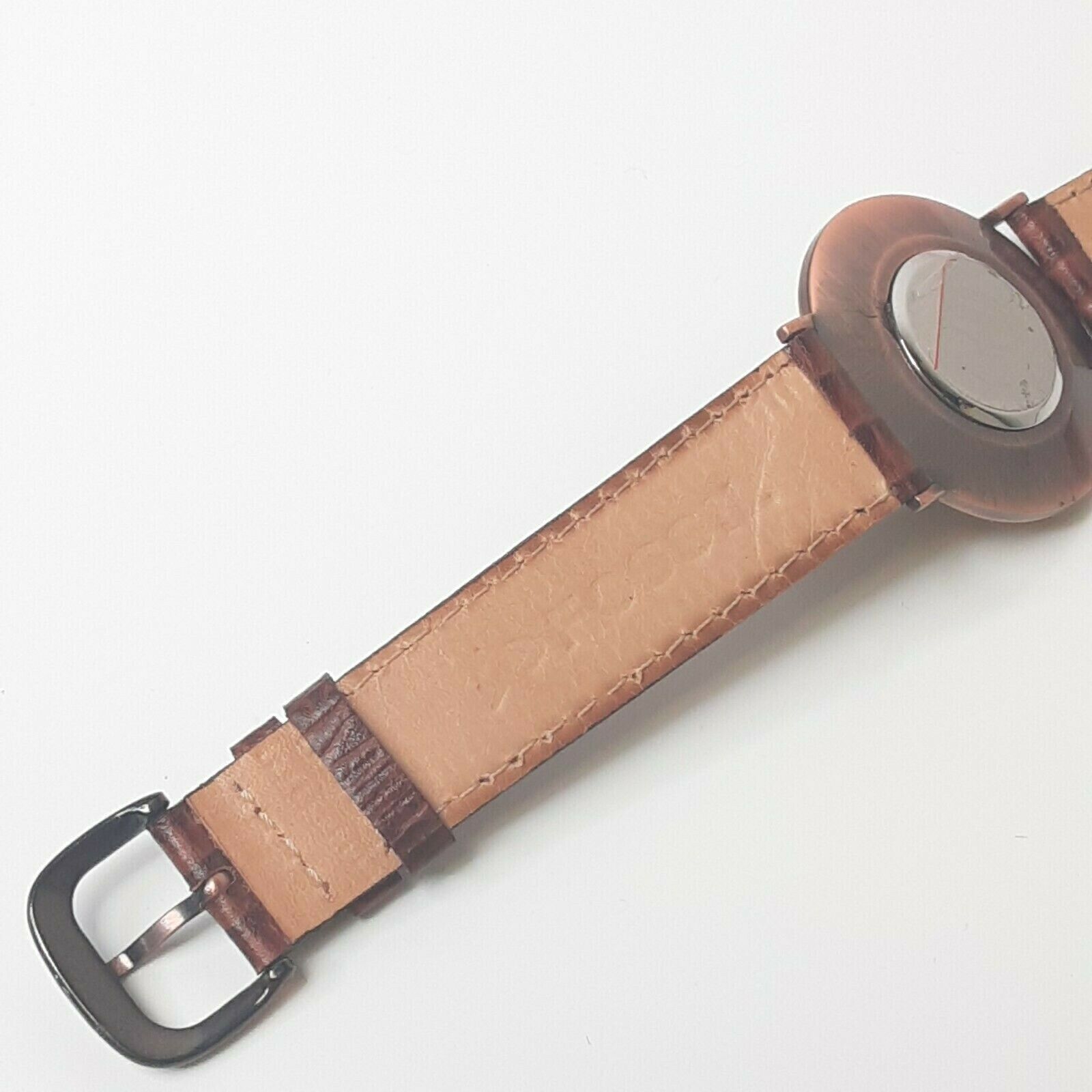 Vintage Fossil Sundial Watch w/ Brown Leather Band and