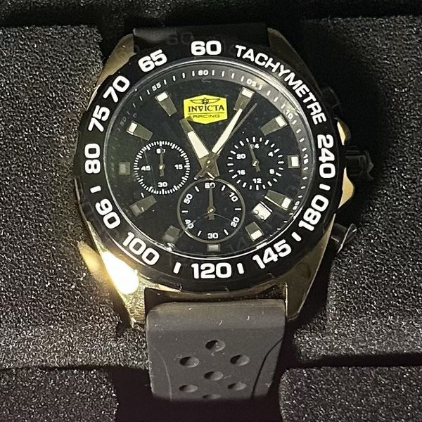 Invicta Racing Menâ s Watch Black Silicone Band New in box ...